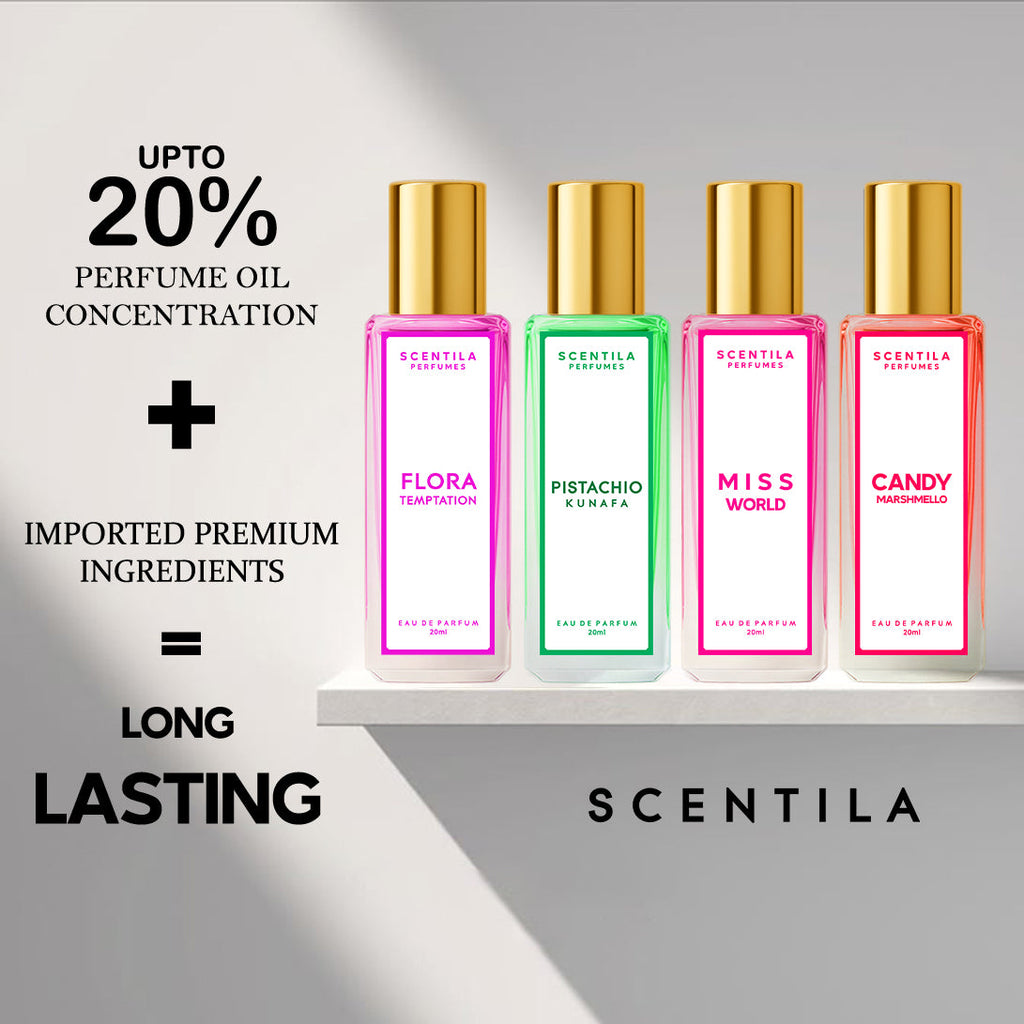 Luxury perfume set for woman  - Flora | Pistachio | Miss world | Candy