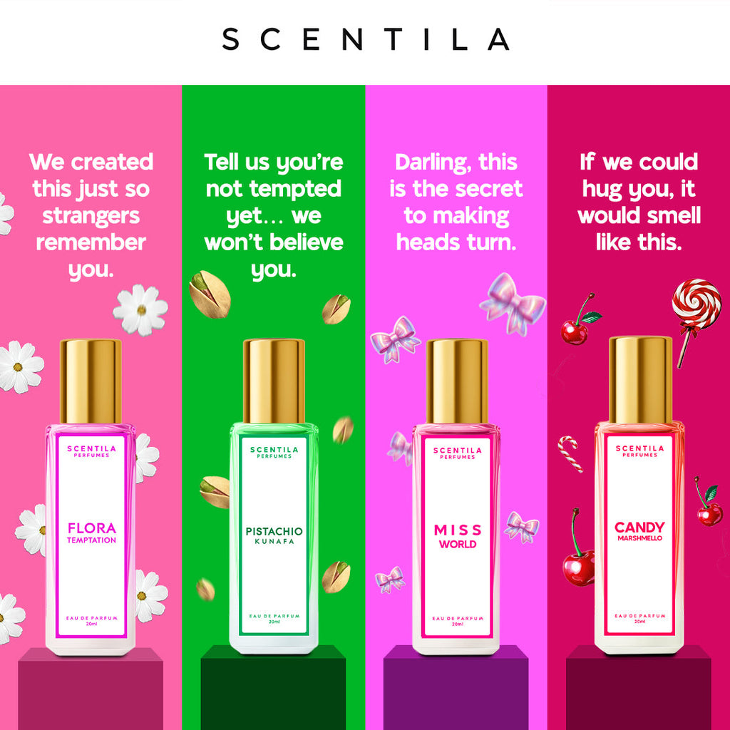 Luxury perfume set for woman  - Flora | Pistachio | Miss world | Candy