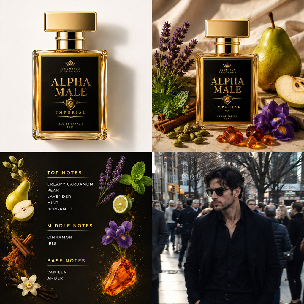 Alpha Male Imperial Perfume for Men | Eau De Parfum 50ml | Cardamom, Pear, Amber & Vanilla | Long Lasting Men's Fragrance | Gift for Him